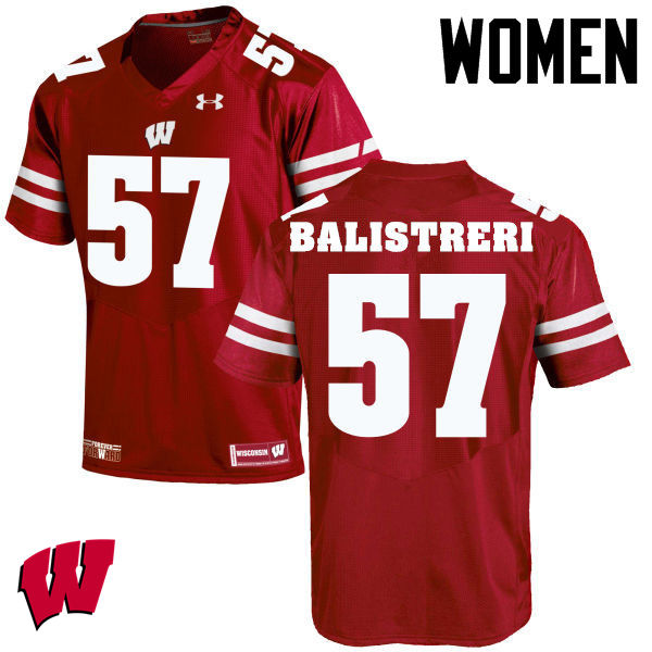 Wisconsin Badgers Women's #57 Michael Balistreri NCAA Under Armour Authentic Red College Stitched Football Jersey MC40T82BY